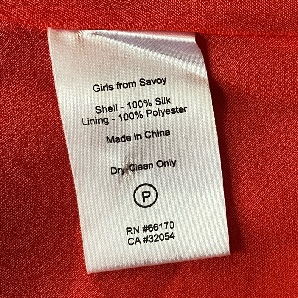 Anthropologie Girls from Savoy Becca 100% Silk Coral Red Dress, Size 4 Four - Picture 8 of 11
